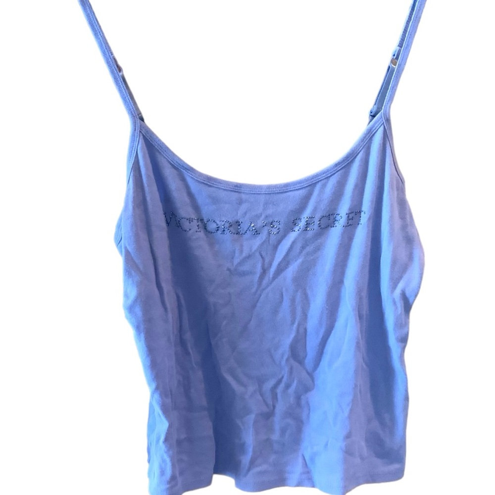 Victoria’s Secret Tank Top Blue Adjustable Spaghetti Straps and Bling  Medium